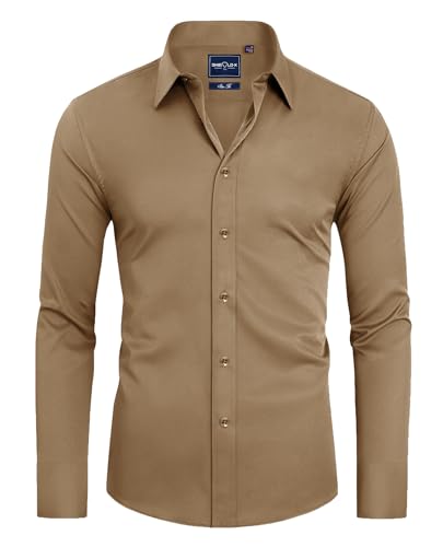 DEMEANOR Hemd Herren Langarm Businesshemden für Herren Slim Fit Business Bügelleichtes Hemden Freizeithemd von DEMEANOR