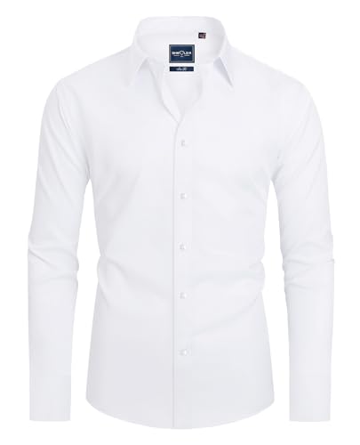 DEMEANOR Hemd Herren Langarm Businesshemden für Herren Business Slim Fit Freizeithemd Bügelleichtes Hemden Milchig Weiß 3XL von DEMEANOR