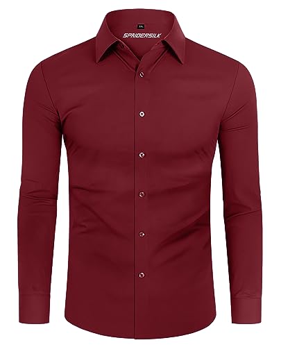 DEMEANOR Hemd Herren Stretch Langarm Slim Fit Hemden Businesshemden für Herren Bügelleichtes Freizeithemd von DEMEANOR