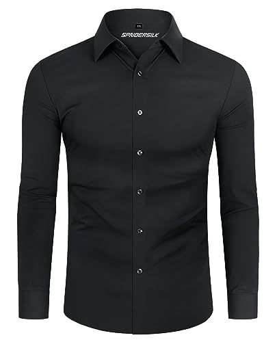 DEMEANOR Hemd Herren Stretch Langarm Slim Fit Hemden Businesshemden für Herren Bügelleichtes Freizeithemd von DEMEANOR