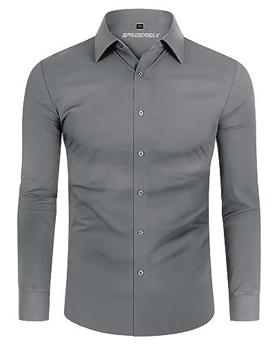DEMEANOR Hemd Herren Stretch Langarm Slim Fit Hemden Businesshemden für Herren Bügelleichtes Freizeithemd von DEMEANOR