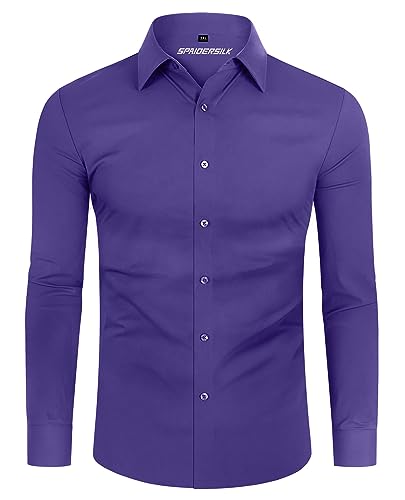 DEMEANOR Hemd Herren Stretch Langarm Slim Fit Hemden Businesshemden für Herren Bügelleichtes Freizeithemd von DEMEANOR