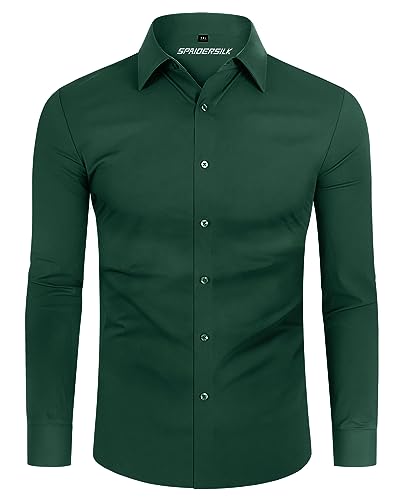 DEMEANOR Hemd Herren Stretch Langarm Slim Fit Hemden Businesshemden für Herren Bügelleichtes Freizeithemd von DEMEANOR