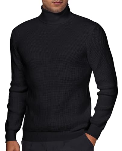 DEMEANOR Herren Pullover Rollkragenpullover für Herren Winterpullover Herren Rollkragenpullover Warm, Schwarz , L von DEMEANOR