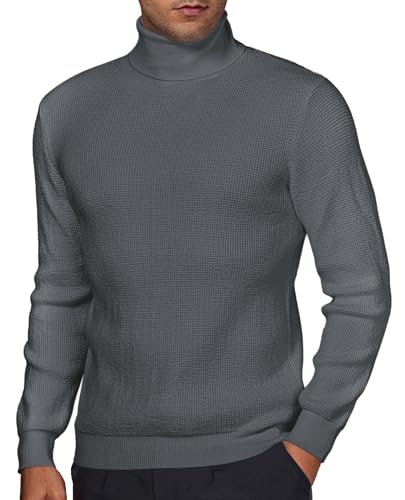 DEMEANOR Herren Pullover Rollkragenpullover für Herren Winterpullover Herren Rollkragenpullover Warm, dunkelgrau, XL von DEMEANOR