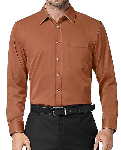 DEMEANOR Langarm Business Hemd Herren Slim Fit Unifarben Freizeithemd Bügelfreie Oberhemden von DEMEANOR