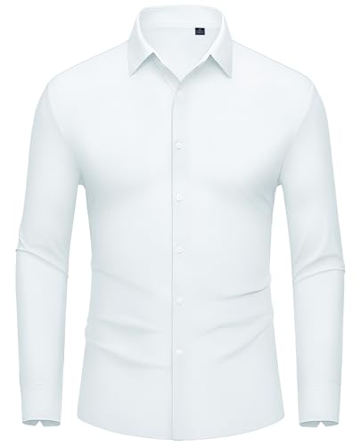 DEMEANOR Stretch Hemd Herren Langarm Business Hemd Herren Slim fit Bügelfreie Hemden Freizeithemd Herren Modische Herren Hemden von DEMEANOR