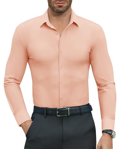 DEMEANOR Stretch Hemd Herren Langarm Business Hemd Herren Slim fit Bügelfreie Hemden Freizeithemd Herren Modische Herren Hemden von DEMEANOR