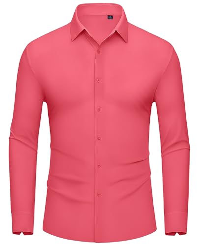 DEMEANOR Stretch Hemd Herren Langarm Business Slim Fit Bügelfreie Hemden Freizeithemd Modische von DEMEANOR