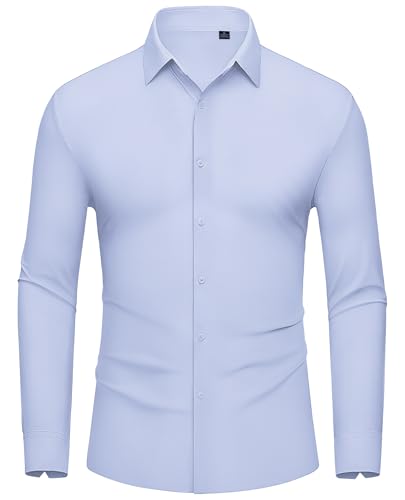 DEMEANOR Stretch Hemd Herren Langarm Business Hemd Herren Slim fit Bügelfreie Hemden Freizeithemd Herren Modische Herren Hemden von DEMEANOR