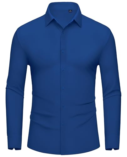 DEMEANOR Stretch Hemd Herren Langarm Business Slim Fit Bügelfreie Hemden Freizeithemd Modische von DEMEANOR