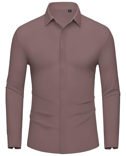 DEMEANOR Stretch Hemd Herren Langarm Business Slim Fit Bügelfreie Hemden Freizeithemd Modische von DEMEANOR