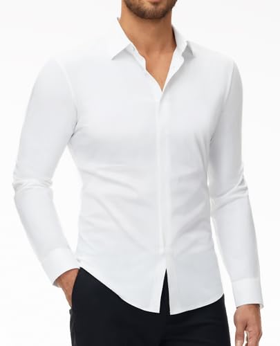DEMEANOR Stretch Hemd Herren Langarm Hemden Herren Slim fit Businesshemd Bügelfrei Freizeithemd von DEMEANOR