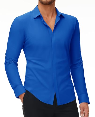 DEMEANOR Stretch Hemd Herren Langarm Hemden Herren Slim fit Businesshemd Bügelfrei Freizeithemd von DEMEANOR