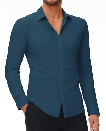 DEMEANOR Stretch Hemd Herren Langarm Hemden Herren Slim fit Businesshemd Bügelfrei Freizeithemd von DEMEANOR