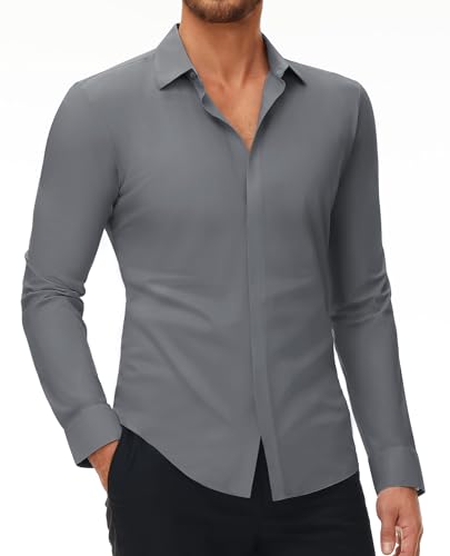 DEMEANOR Stretch Hemd Herren Langarm Hemden Herren Slim fit Businesshemd Bügelfrei Freizeithemd von DEMEANOR