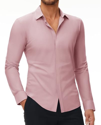 DEMEANOR Stretch Hemd Herren Langarm Hemden Herren Slim fit Businesshemd Bügelfrei Freizeithemd von DEMEANOR