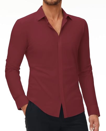 DEMEANOR Stretch Hemd Herren Langarm Hemden Herren Slim fit Businesshemd Bügelfrei Freizeithemd von DEMEANOR
