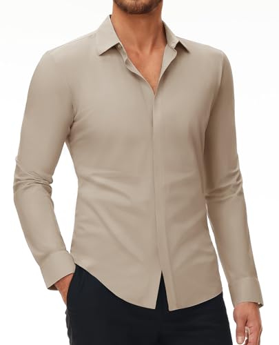 DEMEANOR Stretch Hemd Herren Langarm Hemden Herren Slim fit Businesshemd Bügelfrei Freizeithemd von DEMEANOR