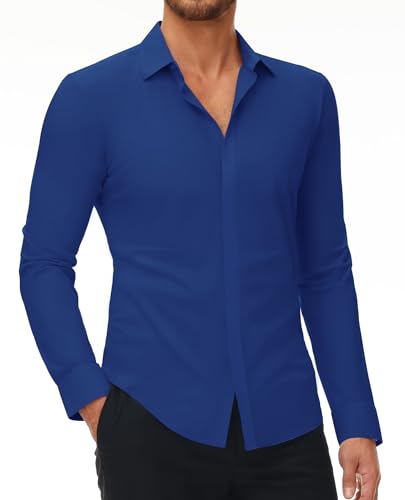 DEMEANOR Stretch Hemd Herren Langarm Hemden Herren Slim fit Businesshemd Bügelfrei Freizeithemd von DEMEANOR