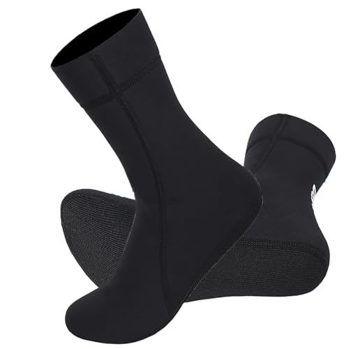 DEMMET Neoprene sock Tauchsocken 1.5mm-3mm-5mm Männer Frauen Hohe Elastizität Gebürstet Warme Rutschfeste Strandsocken Diving socks (DE/NL/SE/PL, Alphanumerisch, L, Regular, Regular, 1.5MM Socks) von DEMMET