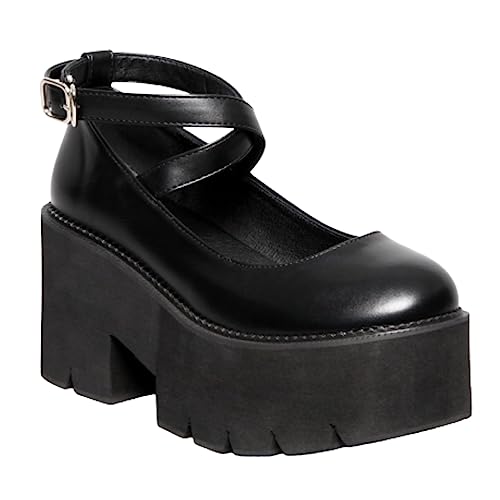 DEMONIA - Agrab Plateau-Ballerina - Schwarze Gothic-Schuhe mit 8cm-Absatz und 5cm-Plateau - Größe 40 von DEMONIA