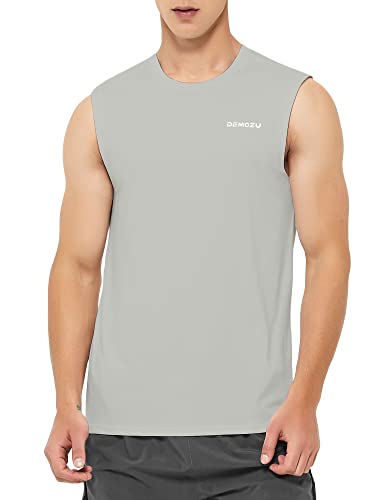 DEMOZU Ärmelloses Trainingsschwimmshirt für Herren, Laufen, Fitnessstudio, athletisch, Muskel-Tanktop, groß und groß, Hellgrau, XX-Large von DEMOZU