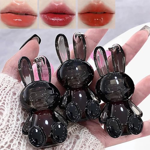 3 Stück Bunny Feuchtigkeitsspendend Lipgloss Set, Gelee-Lippenstifte Shiny Cute Lip Gloss Oil Lip Plumping Moisturizing Glass Finish Lip Gloss Für Frauen (#3, 3pcs) von DENESTUP