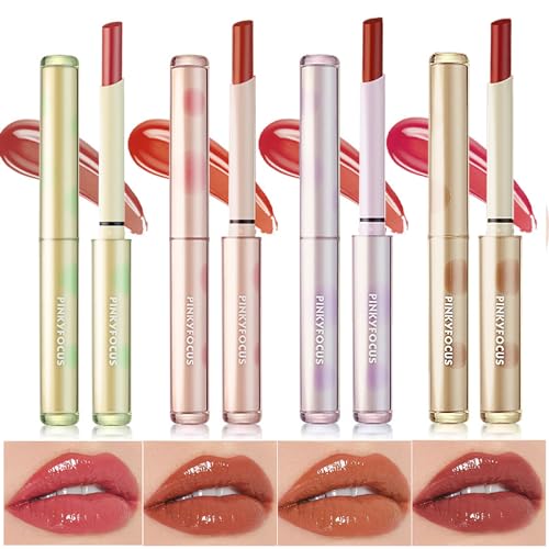4 Colors Jelly Lipstick Set, Tinted Solid Lip Stain Lip Gloss, Water Mirror Hydrating Tinted Lip Balm, Plumping Water Lip Gloss Long Lasting lip glaze Glossy Lip Makeup for Girls (B) von DENESTUP