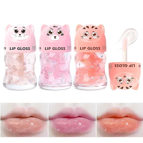 4 Farben Schimmernder Lipgloss Set Hydrating Lip Glow Oil Niedlicher Lipgloss Hydrating Tinted Lip Transparent Balm Set von DENESTUP