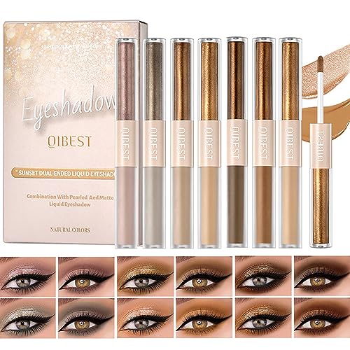 6 Farben Flüssiger Lidschatten Mit Zwei Enden, Matter Perlmutt-Lidschatten 2-in-1,Metallischer Schimmer-Lidschatten Smokey,Highlighter Wasserfest Und Langlebig Make-up-Set von DENESTUP