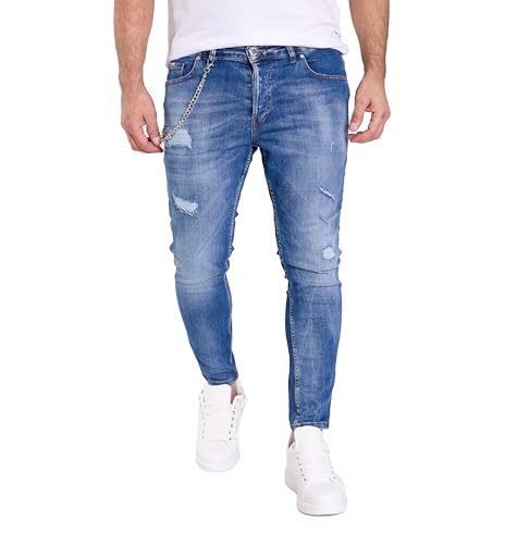 DENIM DISTRIQT Destroyed Herren Jeans Skinny Fit Blau 16140 W34/L32 von DENIM DISTRIQT