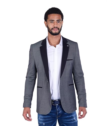DENIM DISTRIQT Herren Slim Fit Sakko in Jeansoptik Grau Gr. 58 entspricht Gr. 3XL von DENIM DISTRIQT