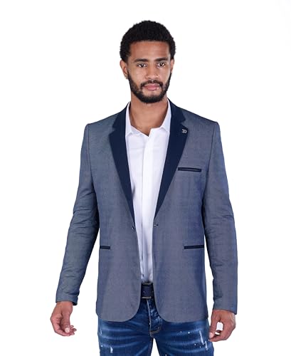 DENIM DISTRIQT Herren Slim Fit Sakko in Jeansoptik Navy Gr. 48 entspricht Gr. S von DENIM DISTRIQT
