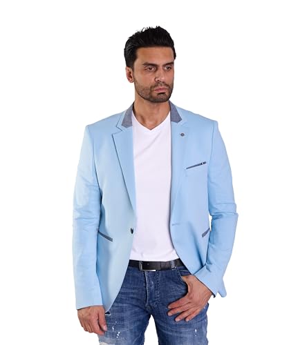 DENIM DISTRIQT Sportliches Herren Slim FIT Jersey Sakko Hellblau 56 von DENIM DISTRIQT