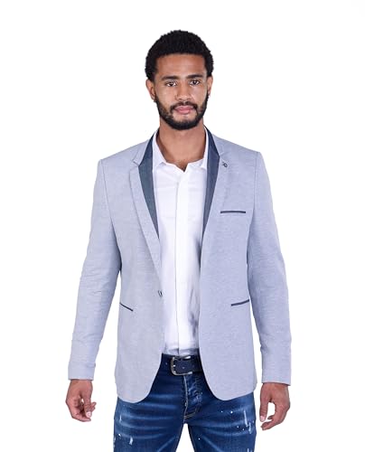 DENIM DISTRIQT Sportliches Jersey Sakko mit Jeanskragen Grau Gr. 56 entspricht Gr. XXL von DENIM DISTRIQT