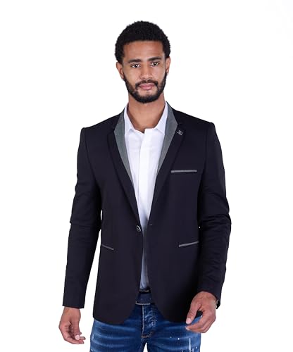 DENIM DISTRIQT Sportliches Jersey Sakko mit Jeanskragen Schwarz Gr. 54 entspricht Gr. XL von DENIM DISTRIQT