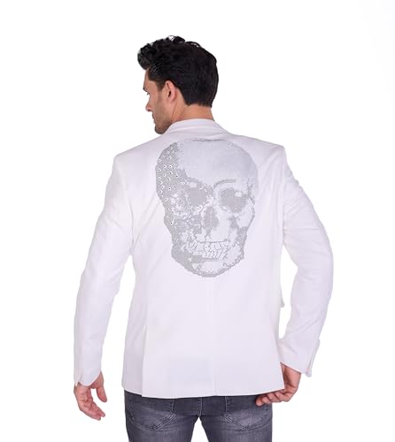 Elegantes Totenkopf Sakko im coolen Design mit Stretch Rot 54 von DENIM DISTRIQT