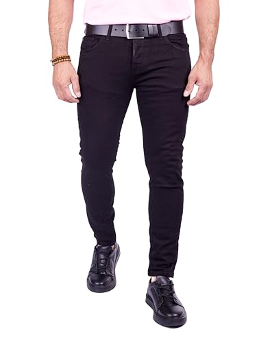 Herren Basic Slim Fit Jeans mit Stretch Schwarz1056 W30/L32 von DENIM DISTRIQT