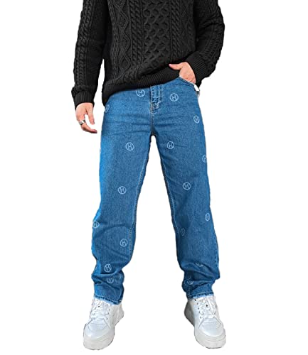 DENIM HOUSE 4133 Carpenter Workwear Workout Jeans Baggy Herren Wide Sport Baumwolle (as3, Waist_Inseam, Numeric_33, Numeric_32, Blau) von DENIM HOUSE