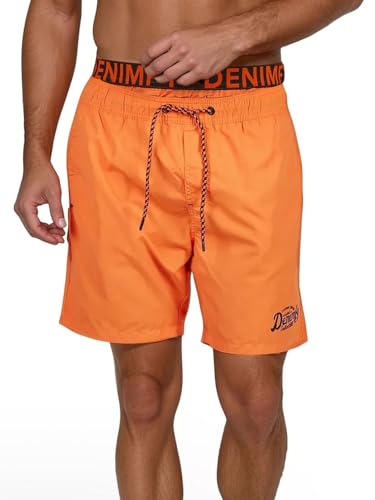 DENIMFY Badehose Herren Lang Badeshorts Doppelter Bund DFNeo Kurze Hosen Schwimmhose Shorts Print, Größe:4XL, Farben:Shiny Orange von DENIMFY