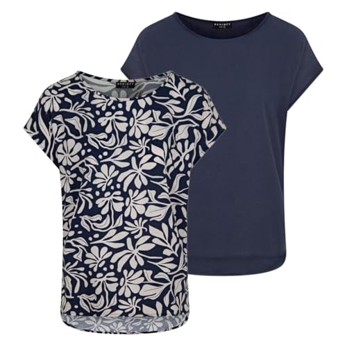DENIMFY Bluse Damen Sommer Blusenshirt DFJule Regular Fit 2er Pack Set Rundhals Top Kurzarm Oberteil 100% Viskose, Größe:M, Farben:Farbmix 4 DENIMFY Bluse Damen Sommer Blusenshirt DFJule Regular Fit 2er Pack Set Rundhals Top Kurzarm Oberteil 100% Viskose, Größe:M, Farben:Farbmix 4 von DENIMFY