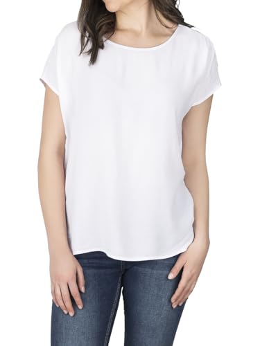 DENIMFY Bluse Damen Sommer Blusenshirt DFJule Regular Fit Rundhals Top Kurzarm Oberteil, Größe:M, Farben:White von DENIMFY