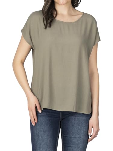 DENIMFY Bluse Damen Sommer Blusenshirt DFJule Regular Fit Rundhals Top Kurzarm Oberteil, Größe:XL, Farben:Washed Olive DENIMFY Bluse Damen Sommer Blusenshirt DFJule Regular Fit Rundhals Top Kurzarm Oberteil, Größe:XL, Farben:Washed Olive von DENIMFY