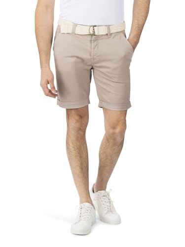 DENIMFY Chino Shorts Herren mit Gürtel DFLio Regular Fit Kurze Hosen Bermuda Short Stretch Einfarbig, Größe:31, Farben:String Beige von DENIMFY