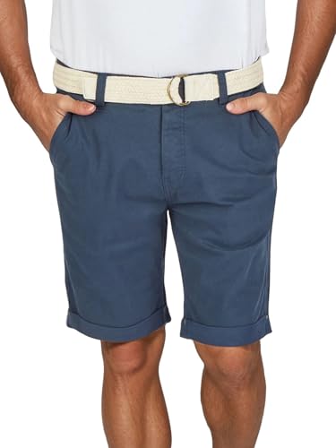 DENIMFY Chino Shorts Herren mit Gürtel Regular Fit DFLio Kurze Hosen Bermuda Shorts Knopfleiste Stretch, Größe:38, Farben:Navy von DENIMFY