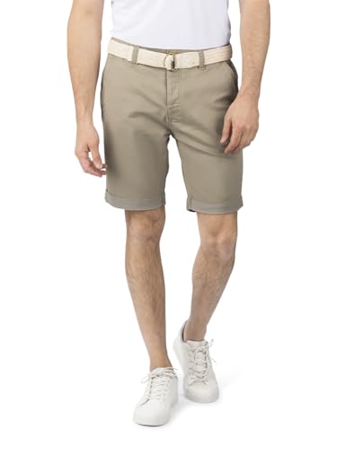 DENIMFY Chino Shorts Herren mit Gürtel DFLio Regular Fit Kurze Hosen Bermuda Short Stretch Einfarbig, Größe:40, Farben:Washed Olive von DENIMFY