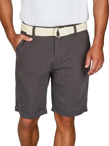 DENIMFY Chino Shorts Herren mit Gürtel Regular Fit DFLio Kurze Hosen Bermuda Shorts Knopfleiste Stretch, Größe:36, Farben:Anthracite Grey von DENIMFY