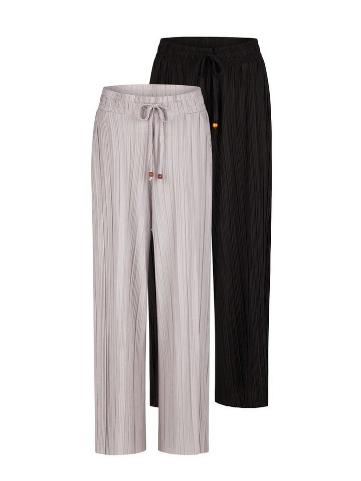 DENIMFY Chinohose Damen Palazzo Hose DFBrenda 2er Loose Fit (Vorteilspack) 7/8 Culotte mit Taschen von DENIMFY