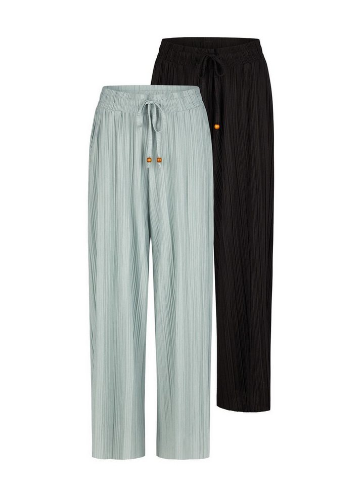 DENIMFY Chinohose Damen Palazzo Hose DFBrenda 2er Loose Fit (Vorteilspack) 7/8 Culotte mit Taschen von DENIMFY